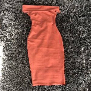 Olivia oversized Bardot open back midi dress